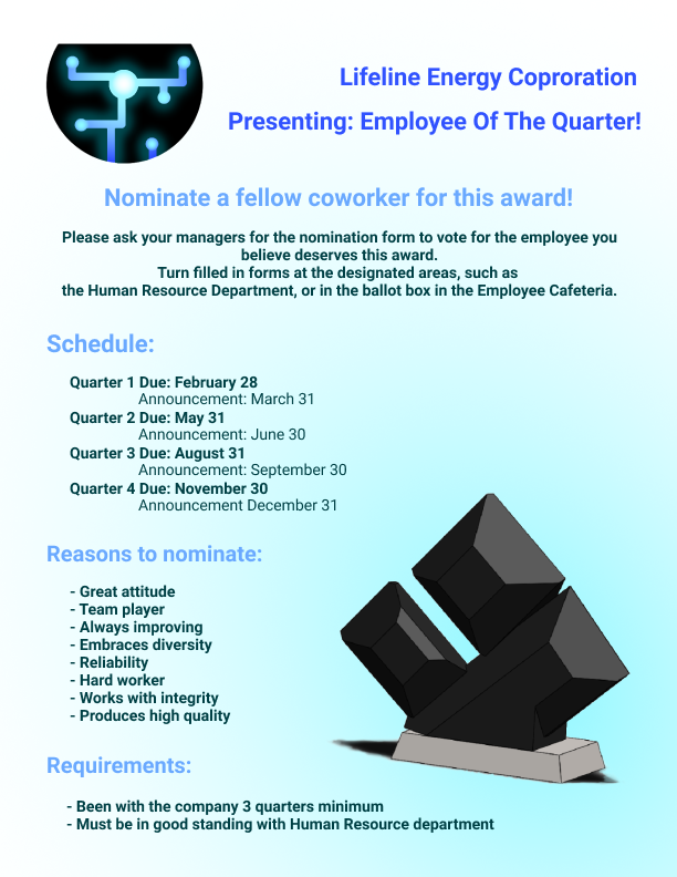 company employee of the quarter poster