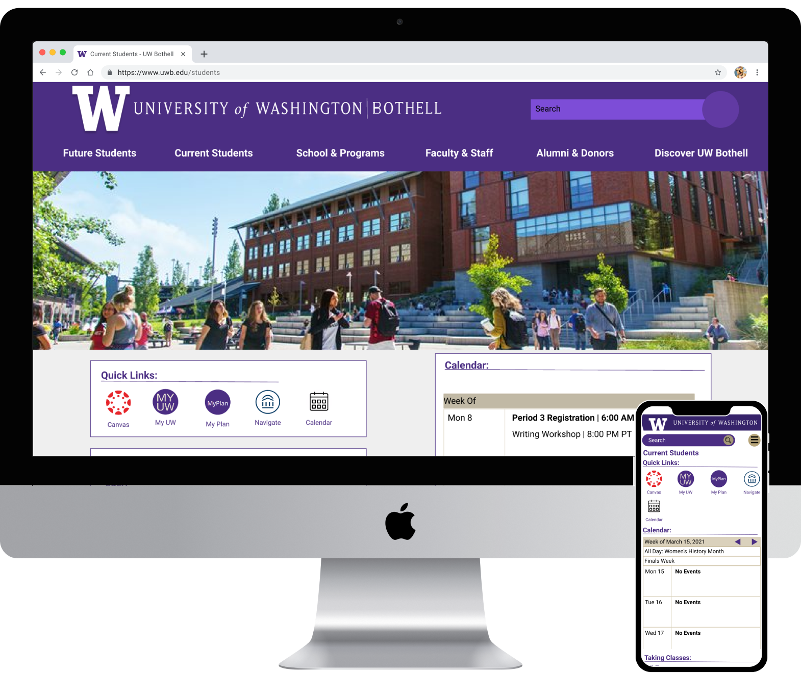 UW website preview