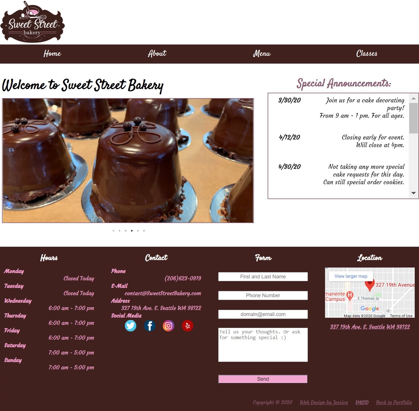 bakery home page