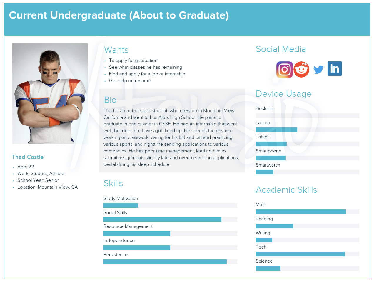 senior student persona card